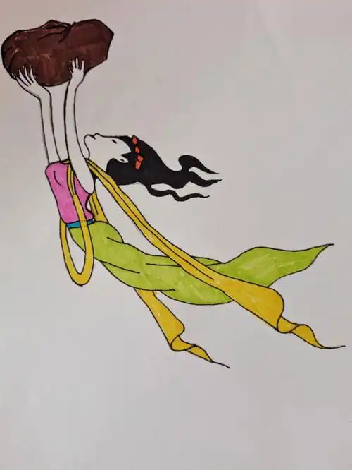 临摹简笔画女娲补天