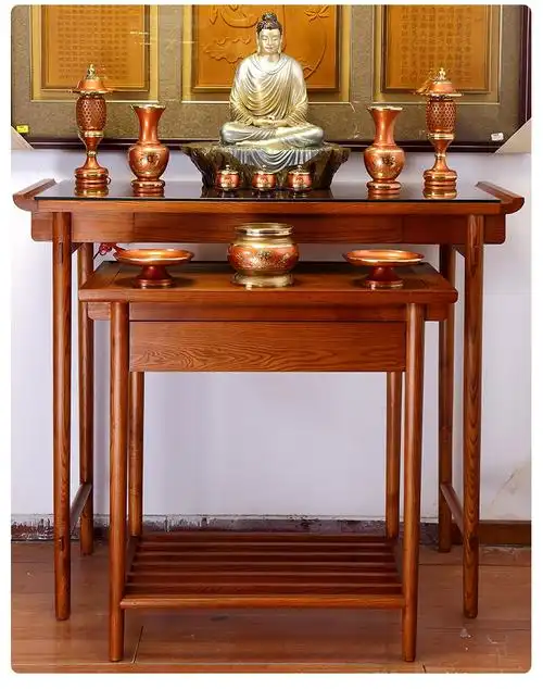 圆通佛具供桌供台家用白蜡木供桌供台佛台实木佛桌中式玄关柜佛台神台