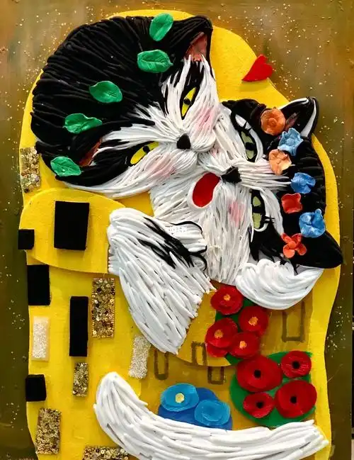 综合材料装饰画吻