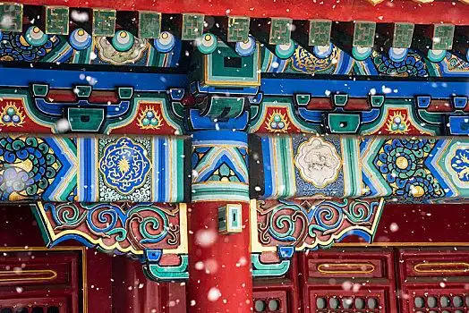 风雪中的故宫色彩