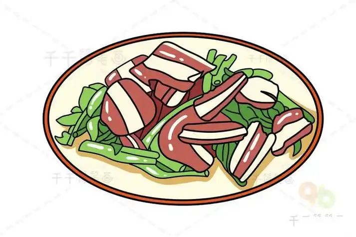 蒜苔炒肉怎么画简笔画