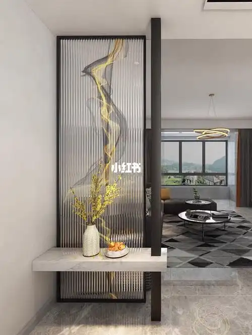 艺术玻璃创意客厅玄关隔断装饰设计效果图