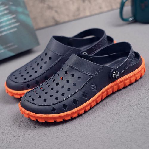 进口天然橡胶越南拖鞋洞洞鞋男款软底防滑透气防臭46大码沙滩凉鞋