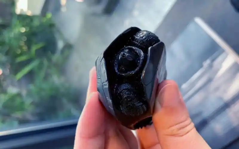 秋坞居广西墨玉掌中宝墨龟 墨龟手把件摆件 纯手工雕刻墨龟作品