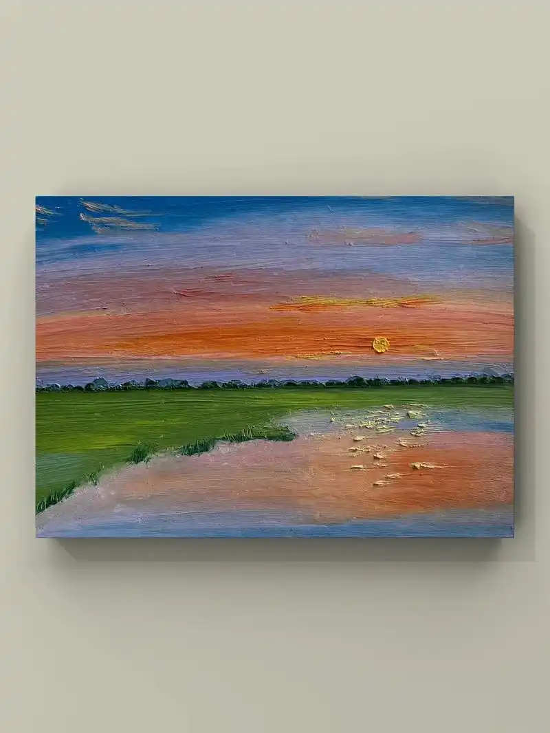 油画棒画·第65幅|湖光水色.之前画了一些简单的,但是感觉提 - 抖音