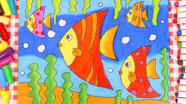 儿童画场景故事 美丽的热带鱼
