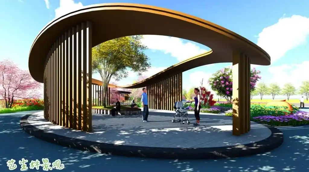 小游园景观设计.以公园原本地势为基础,融入现代景观理念,使绿 - 抖音