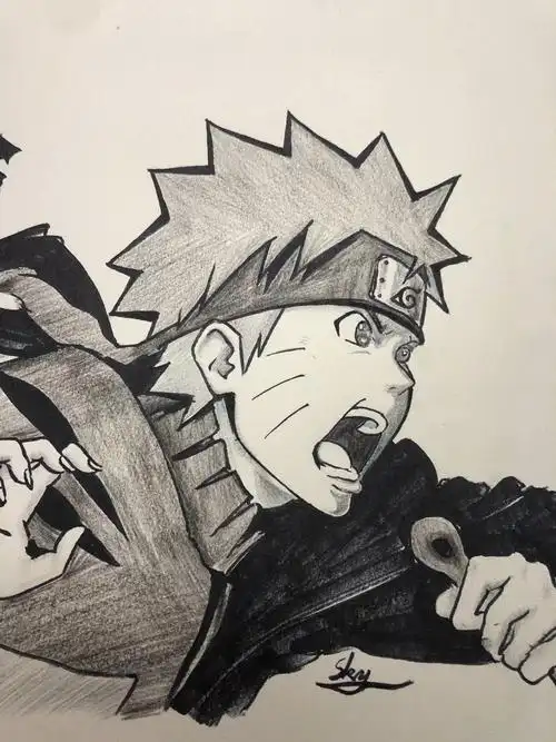 画画原来如此简单手绘火影忍者动漫人物鸣人绘制过程