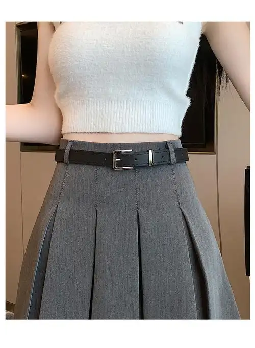 实拍实价～辣妹百褶裙女2024春夏新款防走光短裙高腰半身裙带腰