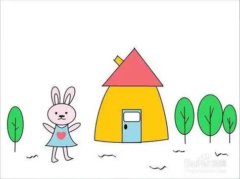 《小兔采蘑菇》的作画步骤蘑菇伞简笔画儿童简笔画线描画卡通动物小