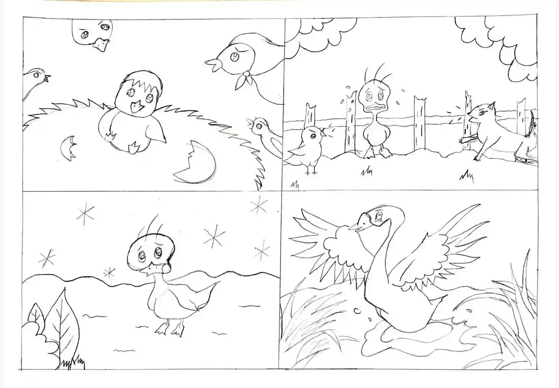 跟我来画故事配画吧 #手抄报 #故事配画 #丑小鸭的逆袭  - 抖音