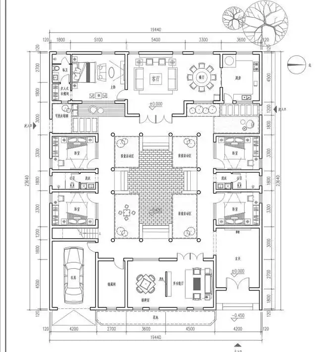 64m,中式四合院设计图赏析