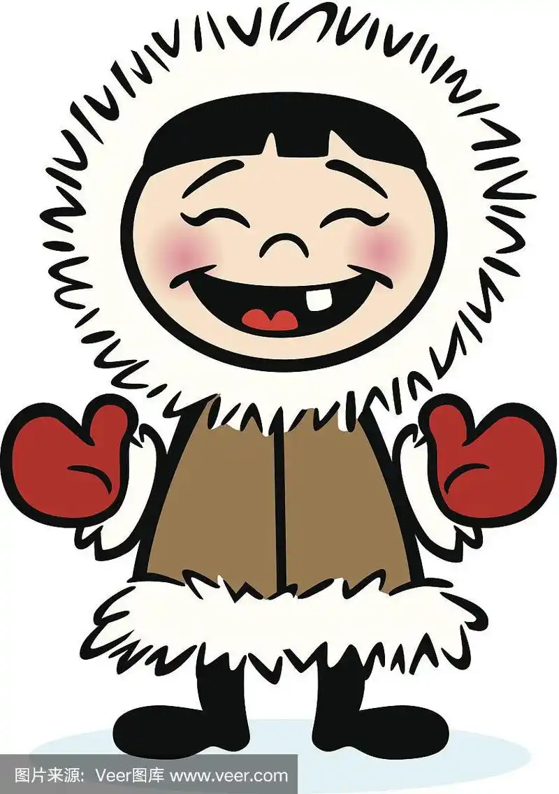 儿童,因纽特人,雪,矢量,男孩