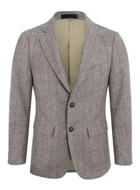 cultum50%羊毛亲王格毛呢半诺福克夹克西服男half norfolk jacket