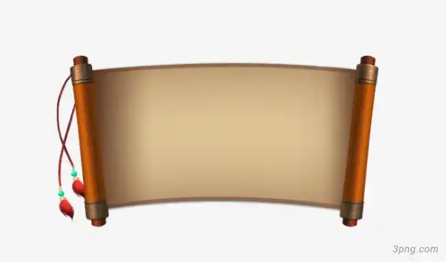 手绘中国风卷轴png素材透明免抠图片卡通手绘