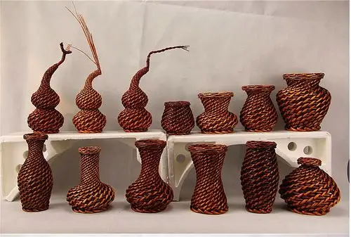 厂家热销手工编织工艺品 创意时尚家居柳编花瓶 精美花器葫芦摆件