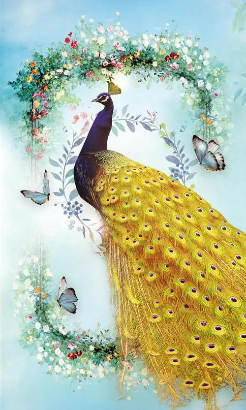 [装饰画高清大图]0305_新中式_新中式装饰画大图01辑-在金色孔雀_3402