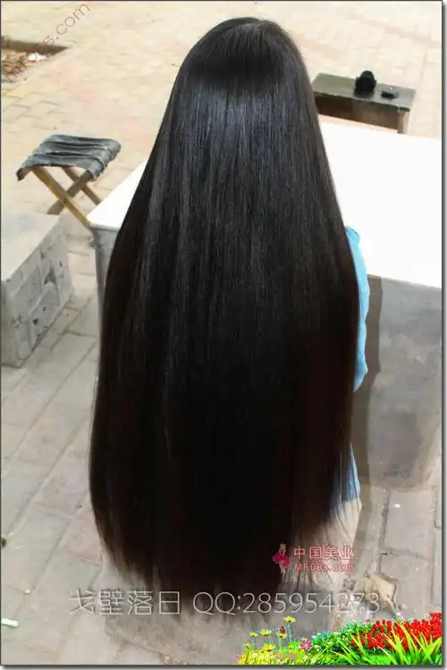 剪下妙龄少女乌黑细丝长发-戈壁落日122#(2)