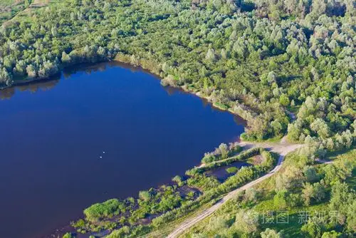 湖泊和森林景观鸟瞰图