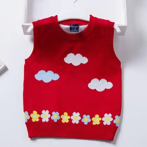 女童针织马甲背心卡通可爱棉线毛衣百搭时尚洋气中小童宽松打底衫
