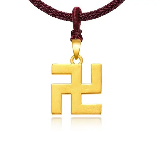 999足金黄金万字符吊坠男守护转运珠纯金饰品项链女款3d硬金挂坠