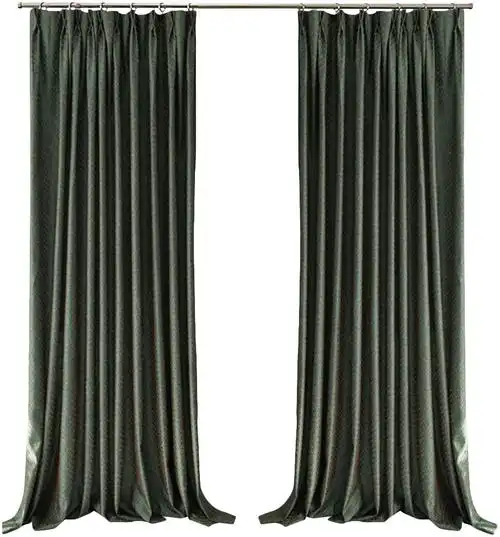 wollyhome屋俪布艺 现代轻奢雪尼尔人字纹墨绿色窗帘-商品-美间(软装