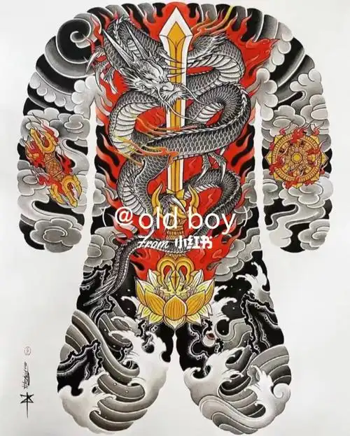 分类让大家欣赏到更多国内外优质的网图#北京纹身#日式老传统纹身#龙