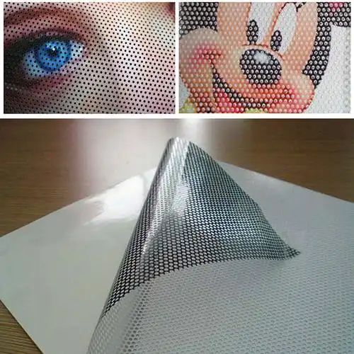 单孔透单面透视贴单孔透视贴玻璃贴喷绘广告写真耗材材料单透贴-报价