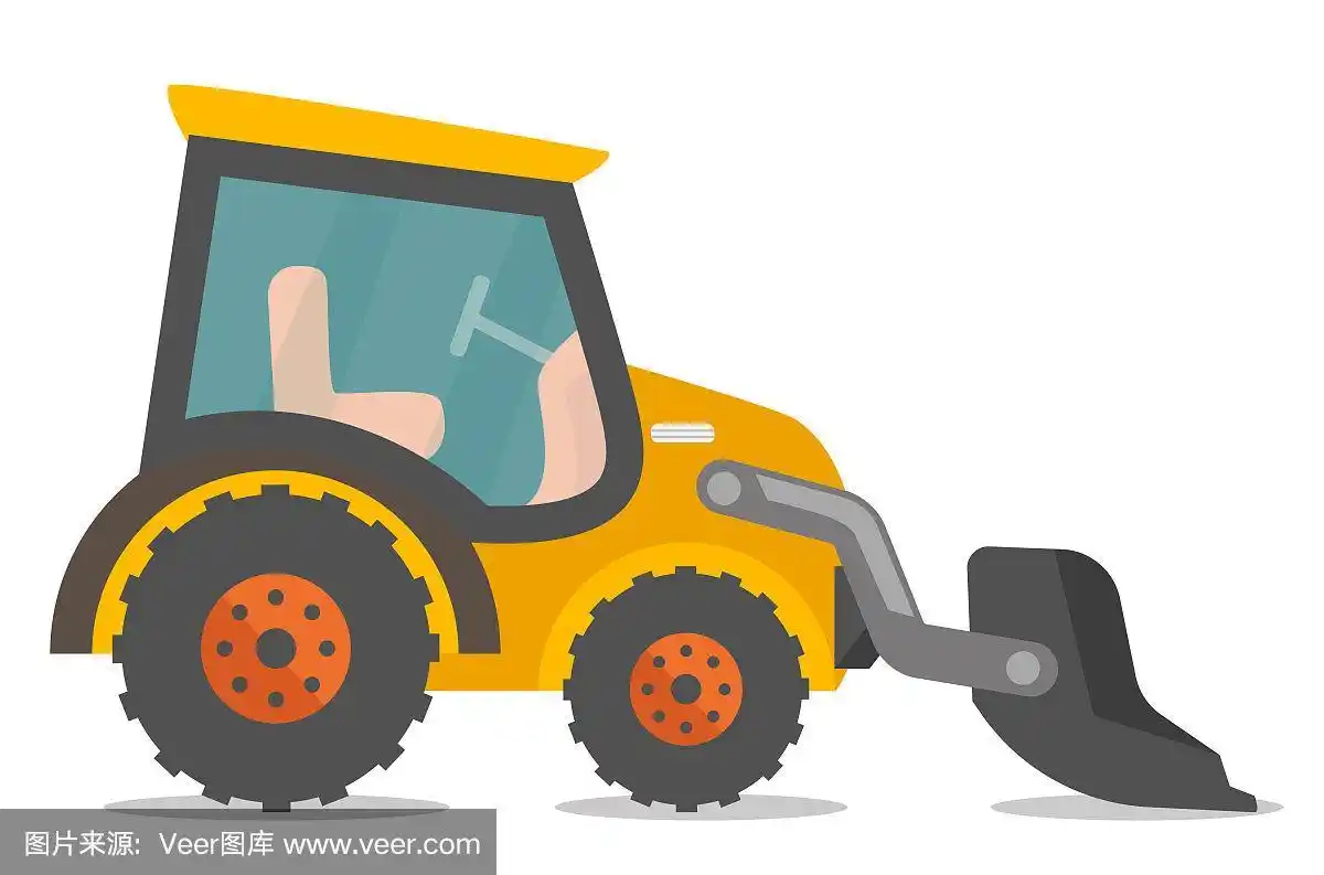 装载机挖掘机矢量卡通插图