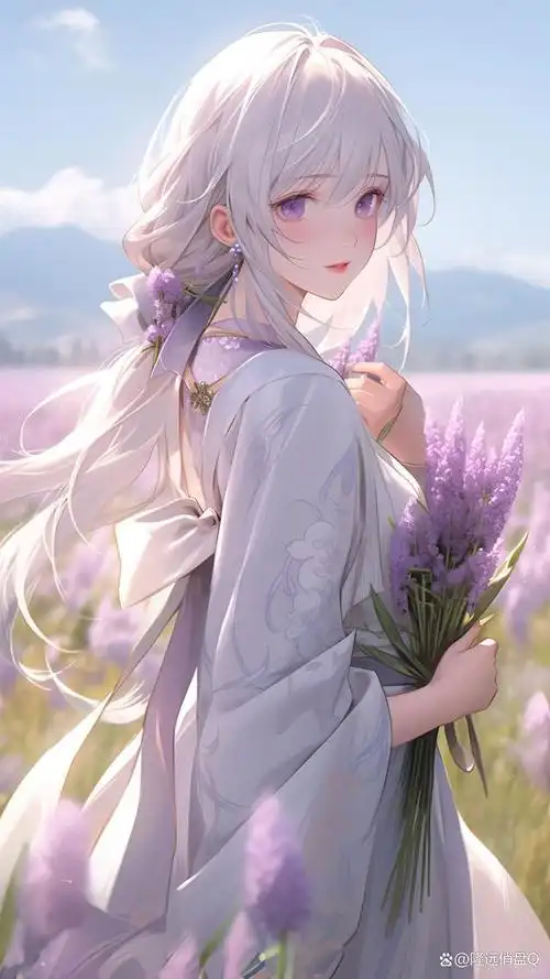 生成爱画画的女孩身着闪耀连衣裙,羞涩善良,拥有银白长发和独特品味