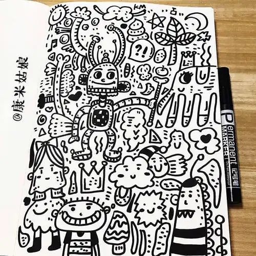 黑白涂鸦| 可爱治愈的挤娃娃