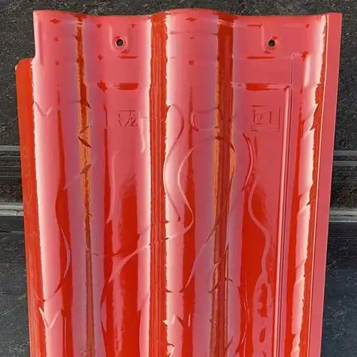 江西景德镇景龙陶瓷瓦连锁瓦桔红直角大板65斤屋顶瓦琉璃瓦