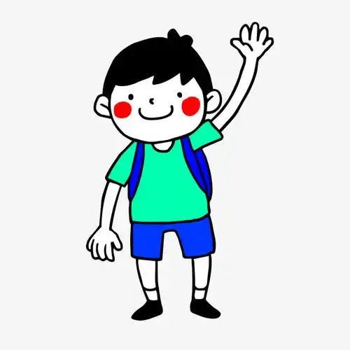 招手的开心的男孩png