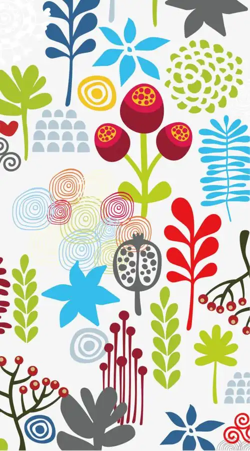 手绘可爱卡通涂鸦花纹花朵底纹矢量素材