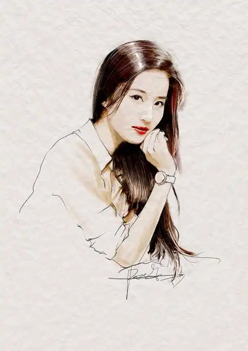 手绘 写实 明星 刘亦菲|插画|艺术插画|春光灿烂pipi皮 - 临摹作品