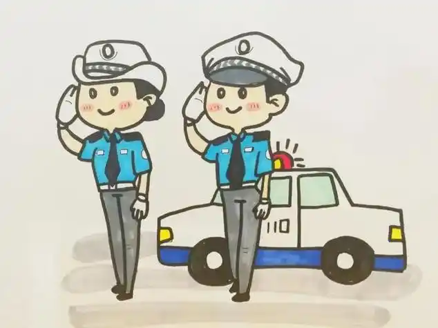 交通警察简笔画彩图