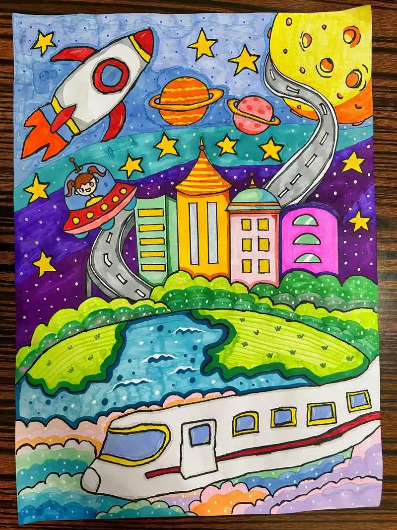 记录童年 国庆节废妈的作业:4k素描纸科幻画和8k素描纸数 - 抖音