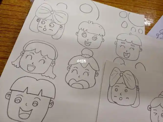 简笔画人头练习素材