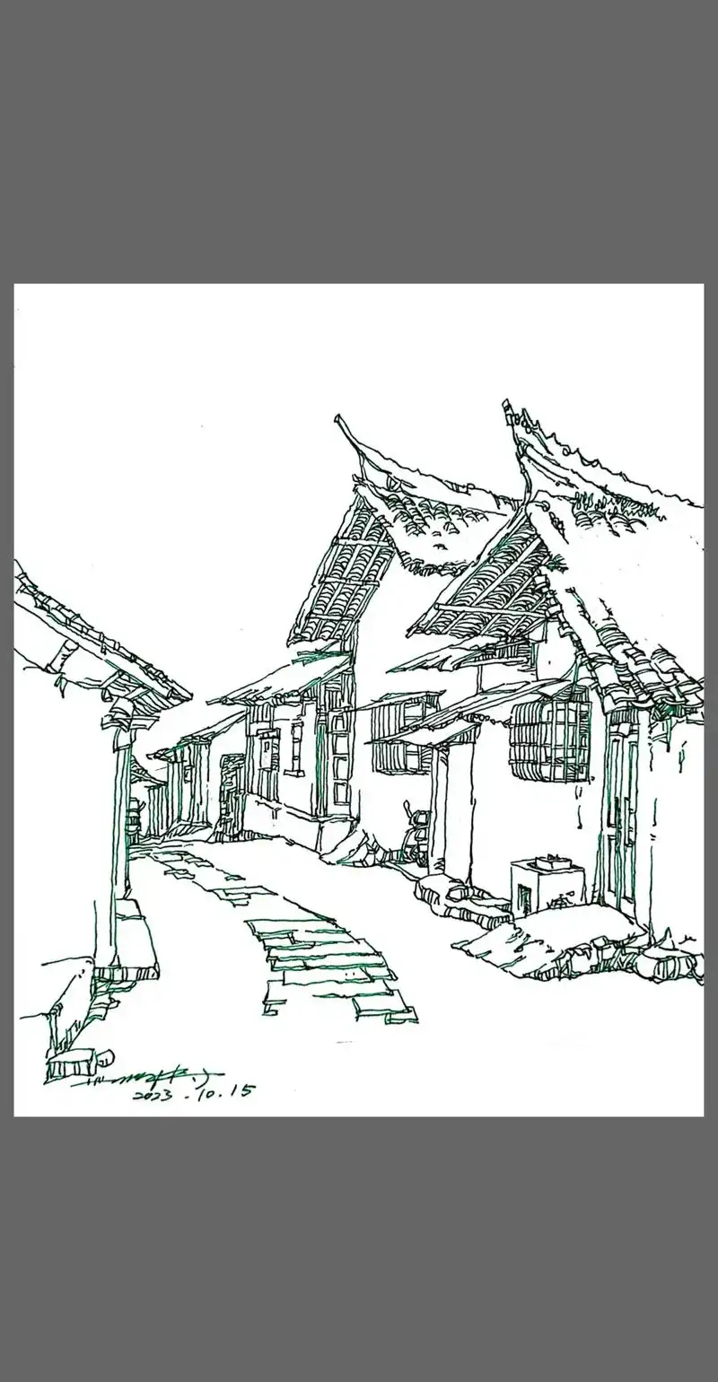 老房子999-57.#钢笔画速写 #每日一画 #黑白线描画  - 抖音