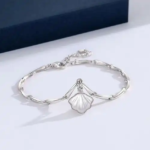 9】秦福炫一辈子银手链999纯银贝手镯足银七夕生日礼物盒送女朋友妈妈