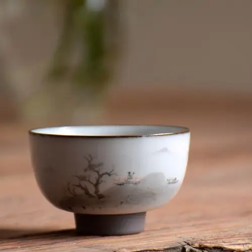 粗陶品茗杯套装陶瓷功夫茶杯复古小茶杯套装开片官窑茶杯套杯批发