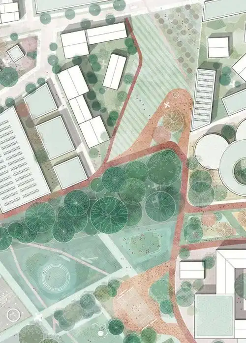 一些城规景观规划园林风园建筑场地彩平图