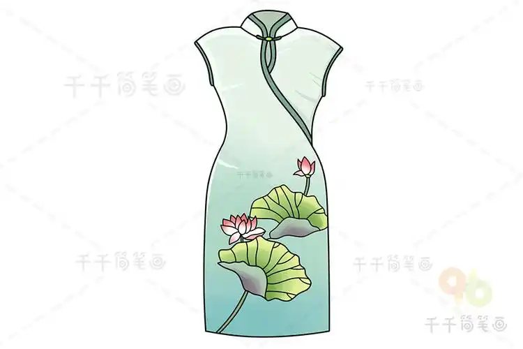 旗袍简笔画画法1