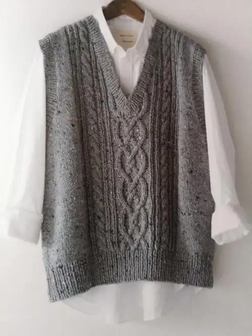 手编羊绒毛线马甲背心男款图解存图分享