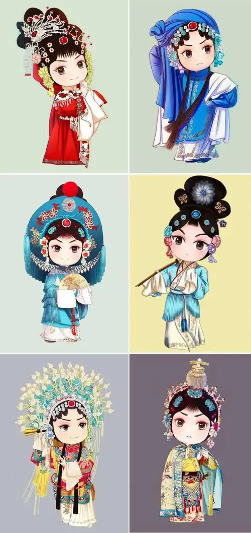 教程|色彩剪贴画京剧卡通人物形象
