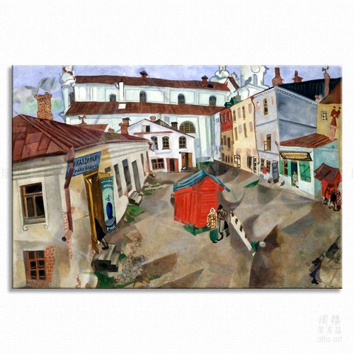 维捷布斯克市场 marc chagall 夏加尔装饰画家居艺术客厅定制照片