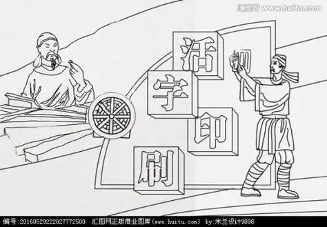 中国四大发明司南简笔画