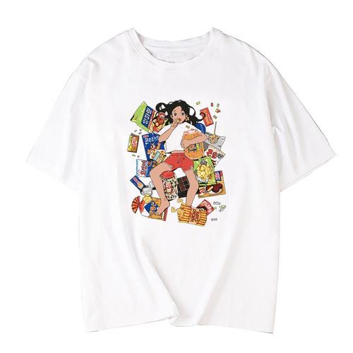 kissmilk新款女装零食女孩创意图案印花t恤短袖夏