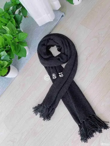染秋 云朗极简风男士棒针流苏围巾-编织教程-编织人生