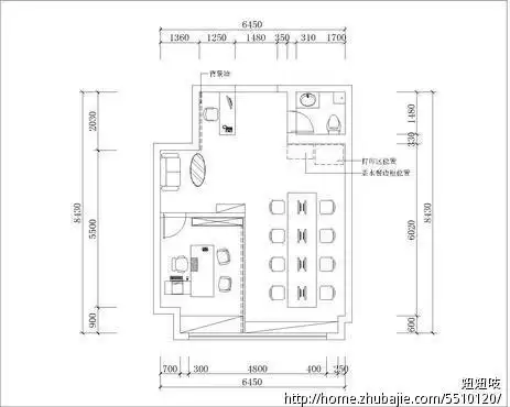 简单的面积为50平米的小型办公室设计布局